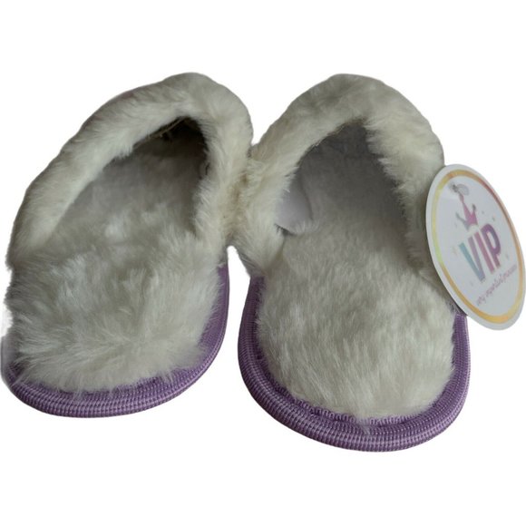 🐶Girl’s Slippers L (1-2)VIP Slippers Tie Dye Lilac Faux Fur with nail polish - Picture 5 of 12